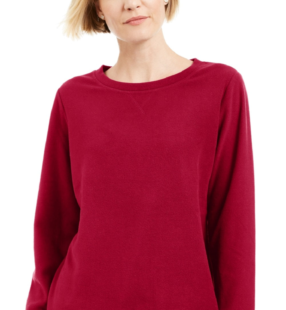 Moletom feminino Karen Scott Fleece vermelho tamanho XX-G