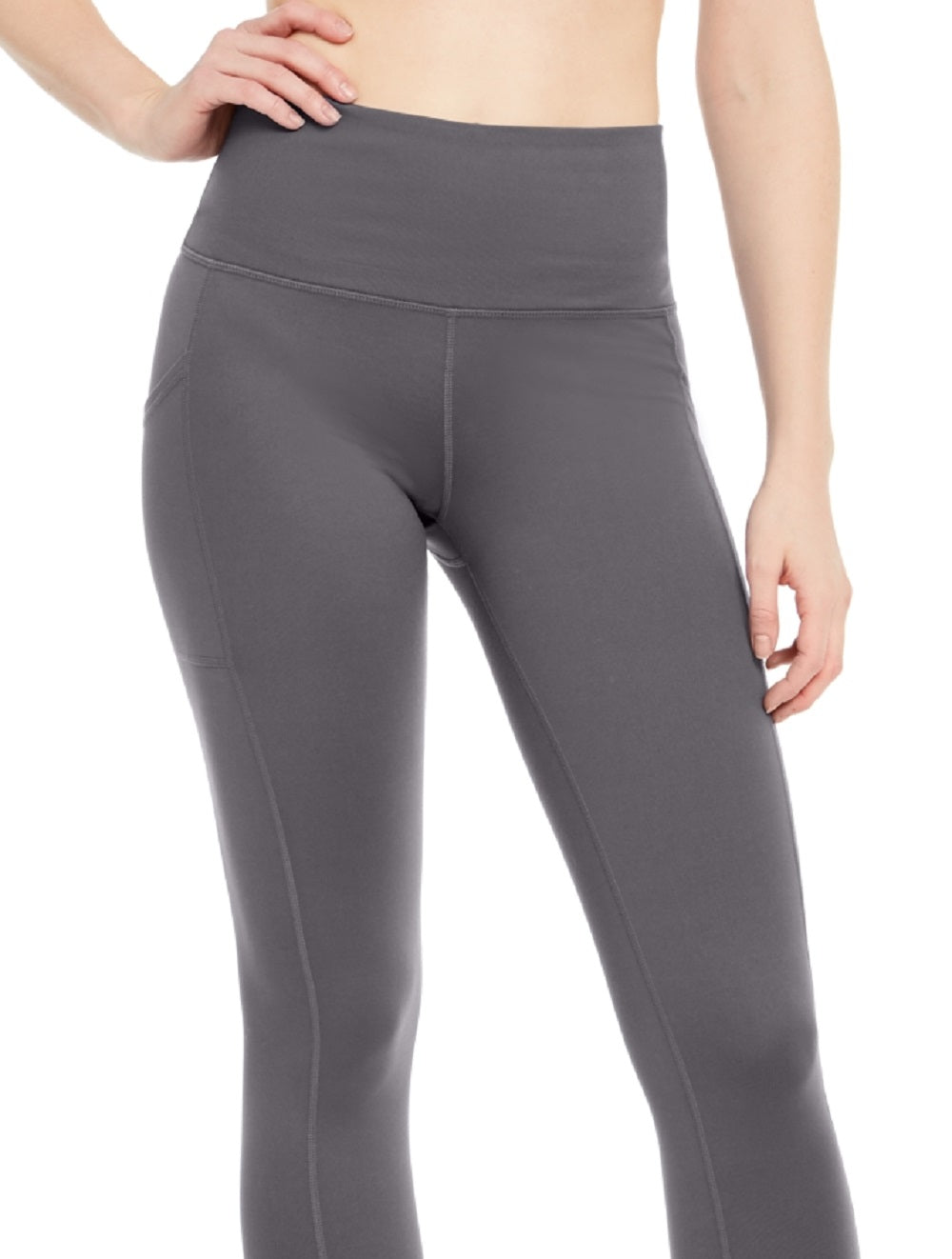ID Ideology Leggings femininas de cintura alta com bolso lateral e comprimento 7/8, cinza, tamanho XX-G