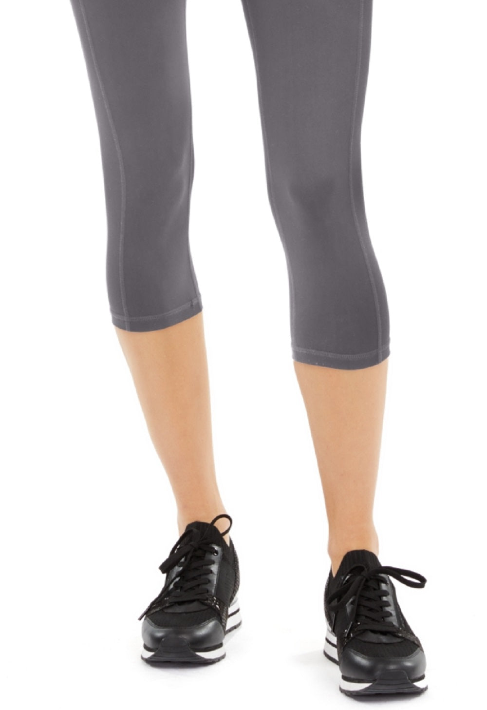 ID Ideology Leggings Cropped Femininas Cintura Alta Bolso Lateral Cinza Tamanho P
