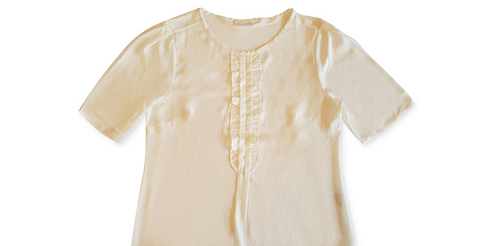 Blusa feminina Charter Club com babados e manga curta, branca, tamanho grande
