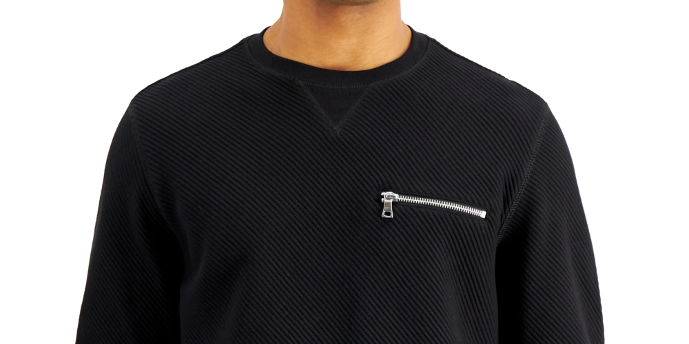 Camiseta masculina canelada otomana INC International Concepts, preta, tamanho pequeno