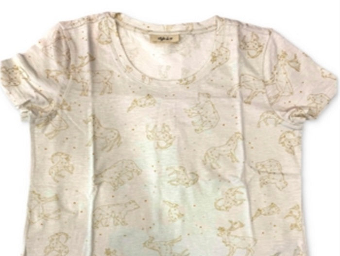 Camiseta feminina estampada em algodão estilo &amp; co, marrom, tamanho médio