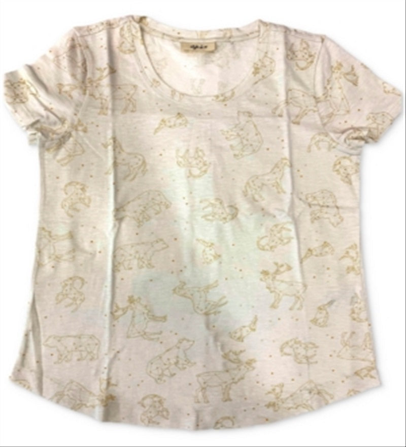 Camiseta feminina estampada em algodão estilo &amp; co, marrom, tamanho grande