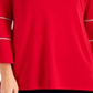 JM Collection Top Feminino com Manga Sino e Estampa Floral Vermelho Tamanho Grande