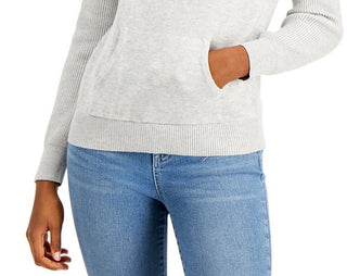 Moletom com capuz feminino liso estilo &amp; co cinza tamanho pequeno médio