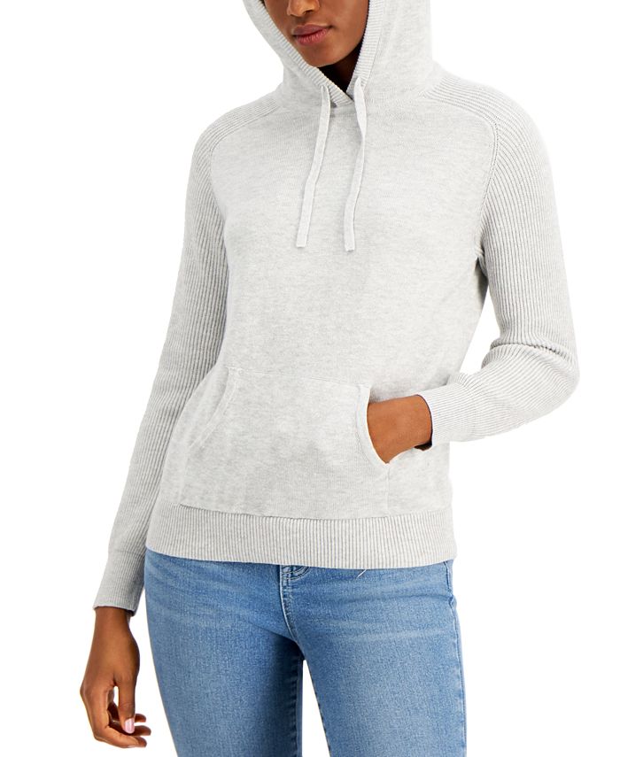 Moletom com capuz feminino liso estilo &amp; co cinza tamanho pequeno médio