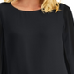 JM Collection Top Feminino com Punhos e Contas Preto Tamanho Grande
