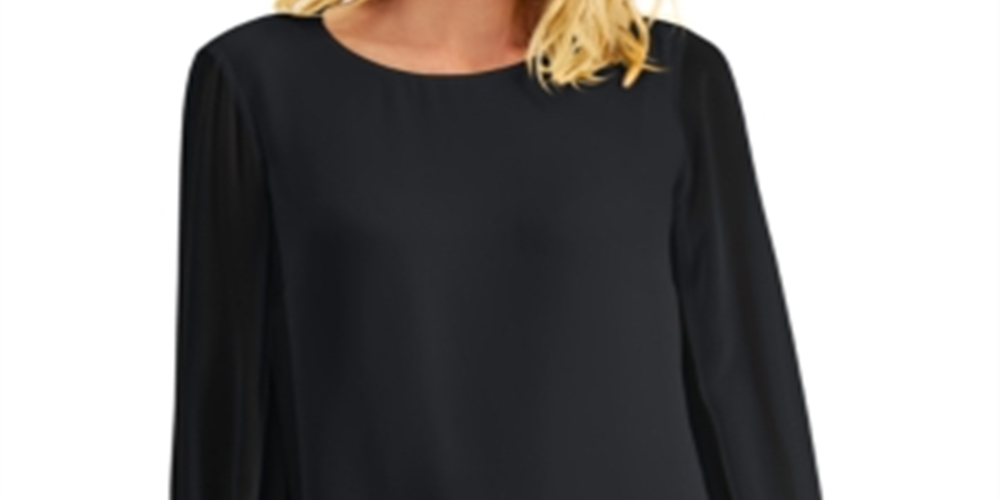 JM Collection Top Feminino com Punhos e Contas Preto Tamanho Grande