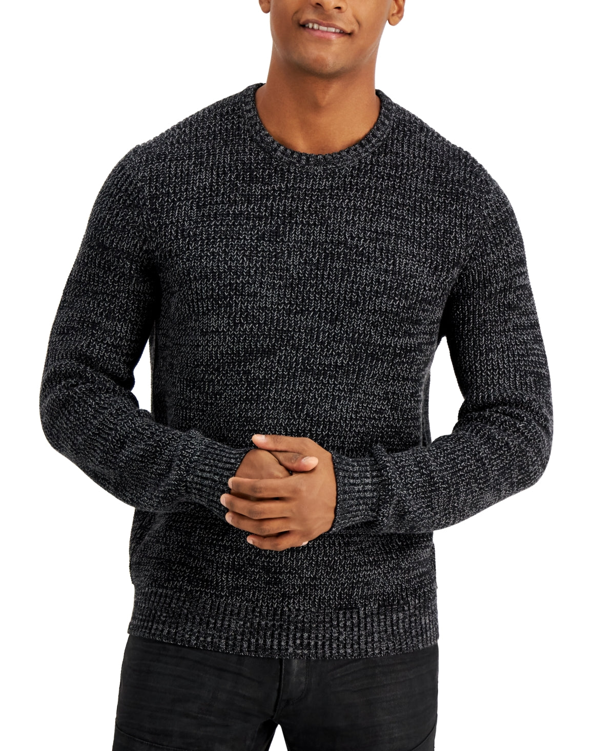 Suéter de gola redonda masculino INC International Concepts Page, preto, tamanho médio