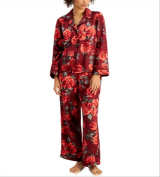 Conjunto de pijama e faixa de cabeça femininos de cetim INC International Concepts, 3 peças, vermelho, tamanho XX-G