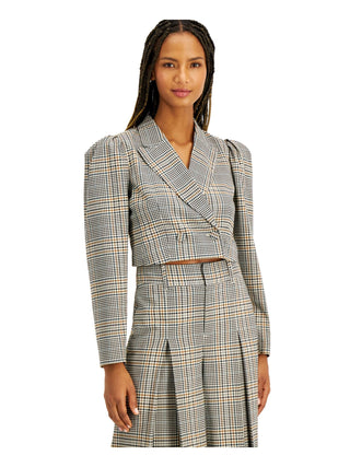 Jaqueta Bolero Xadrez Feminina INC International Concepts Cinza Tamanho Médio