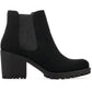 Botas femininas Sun + Stone Morghan Lug Sole Block Heel, pretas, tamanho 6 M