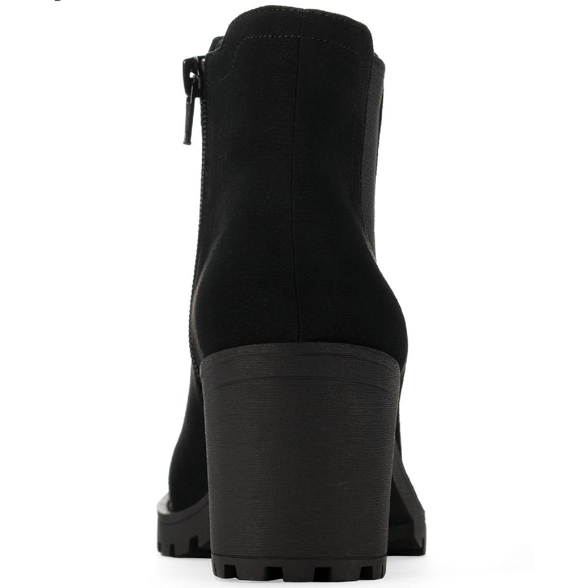 Botas femininas Sun + Stone Morghan Lug Sole Block Heel, pretas, tamanho 6 M