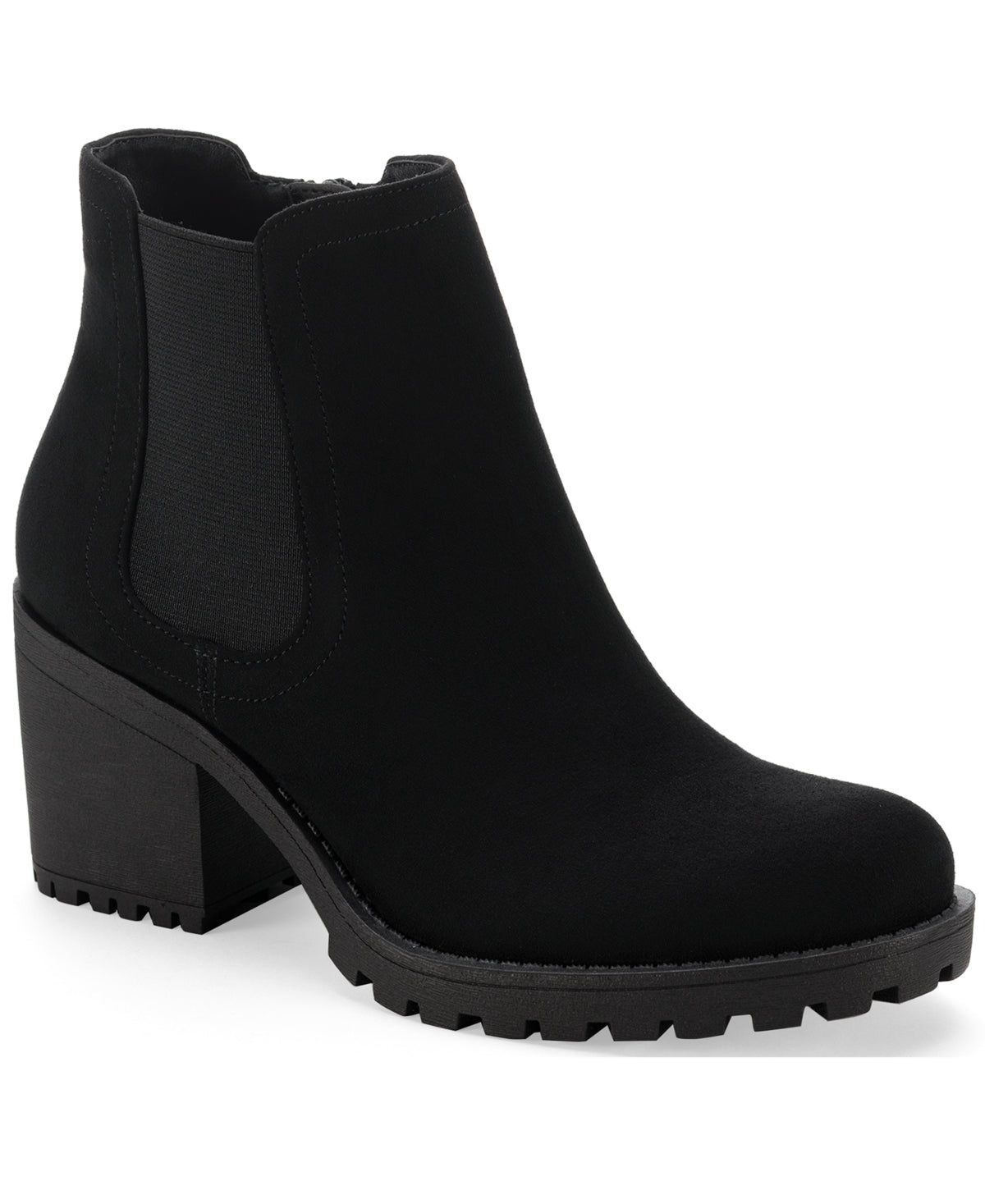 Botas femininas Sun + Stone Morghan Lug Sole Block Heel, pretas, tamanho 6 M