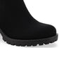 Botas femininas Sun + Stone Morghan Lug Sole com salto bloco, pretas, tamanho 7,5 M