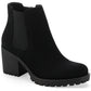 Botas femininas Sun + Stone Morghan Lug Sole com salto bloco, pretas, tamanho 7,5 M