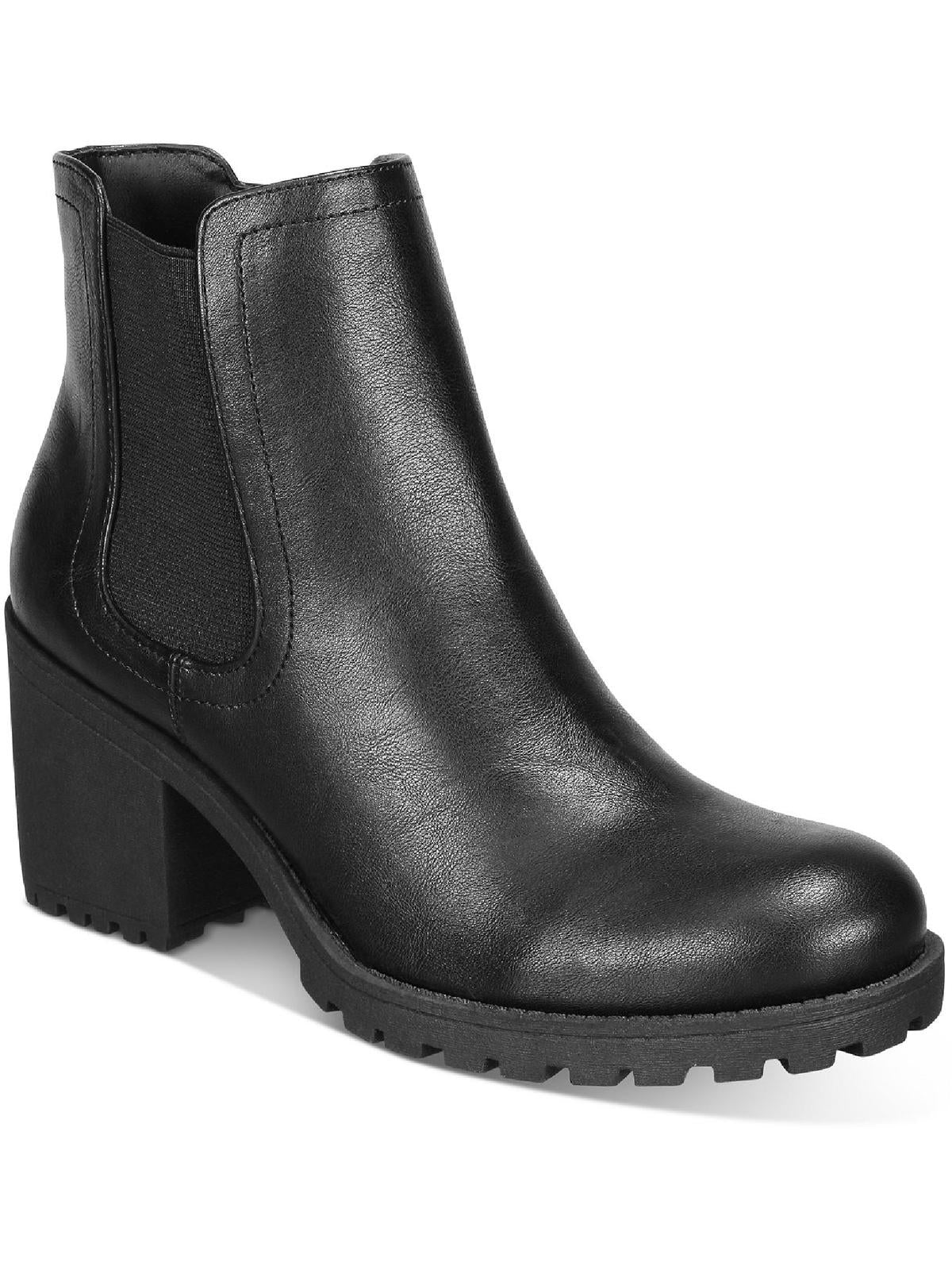 Botas femininas Sun + Stone Morghan Lug Sole Block Heel, pretas, tamanho 8 M