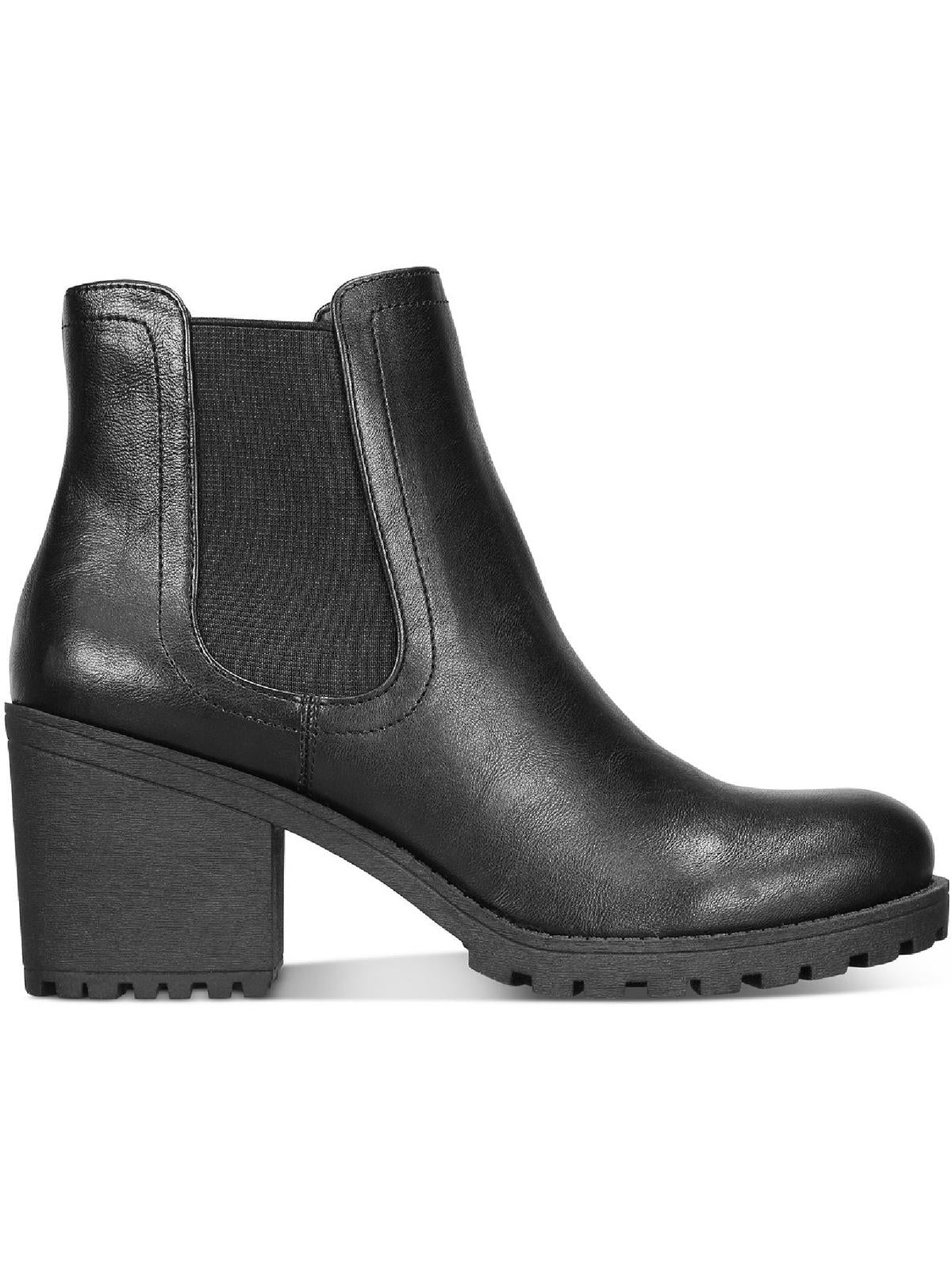 Botas femininas Sun + Stone Morghan Lug Sole Block Heel, pretas, tamanho 8 M
