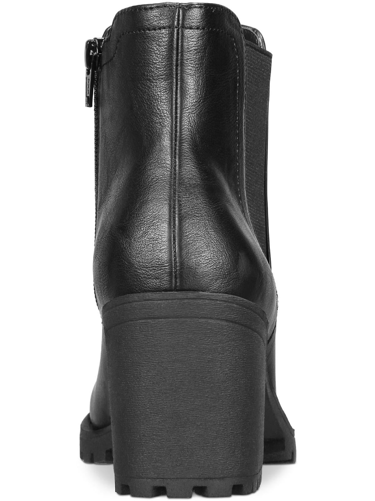 Botas femininas Sun + Stone Morghan Lug Sole Block Heel, pretas, tamanho 8 M
