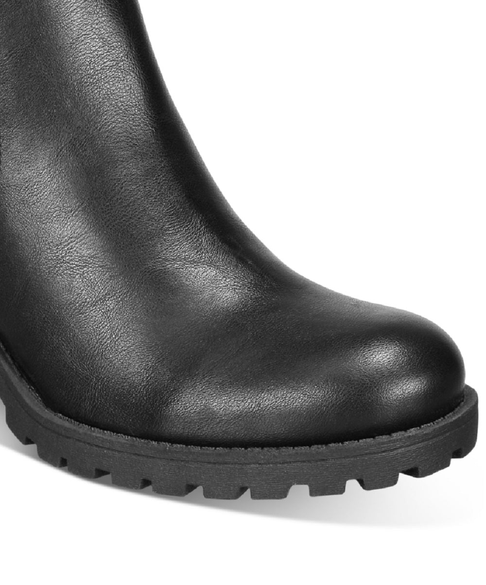 Botas femininas Sun + Stone Morghan Lug Sole Block Heel, pretas, tamanho 10 M