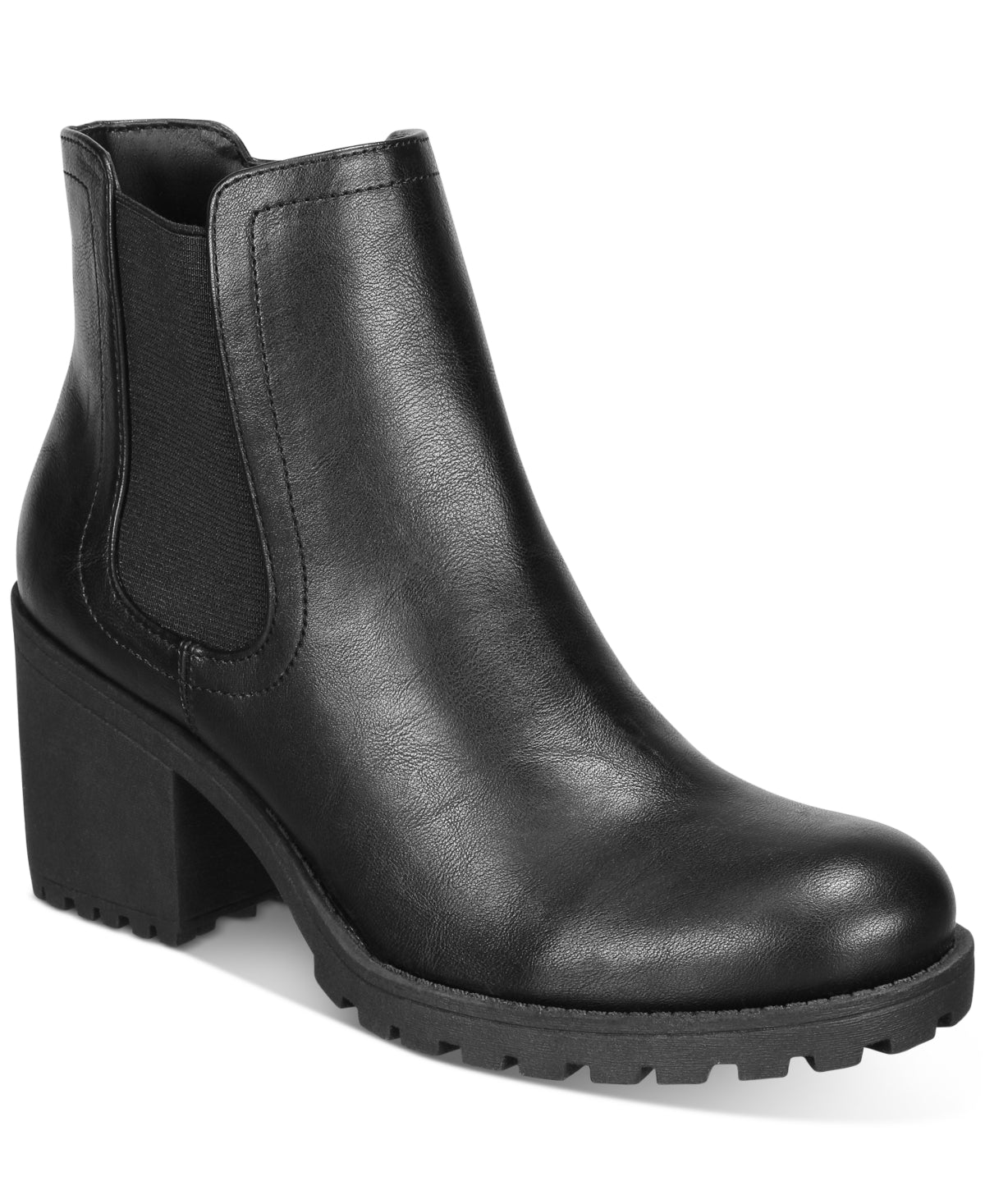 Botas femininas Sun + Stone Morghan Lug Sole Block Heel, pretas, tamanho 10 M