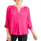 Blusa feminina Charter Club com decote dividido, rosa, tamanho médio