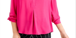 Blusa feminina Charter Club com decote dividido, rosa, tamanho médio