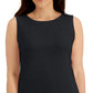 Karen Scott Blusa de algodão feminina com decote redondo, preta, tamanho pequeno