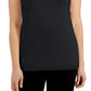 Karen Scott Blusa de algodão feminina com decote redondo, preta, tamanho pequeno