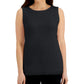 Karen Scott Blusa de algodão feminina com decote redondo, preta, tamanho pequeno