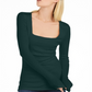 Blusa feminina canelada com decote quadrado da INC International Concepts, verde, tamanho grande