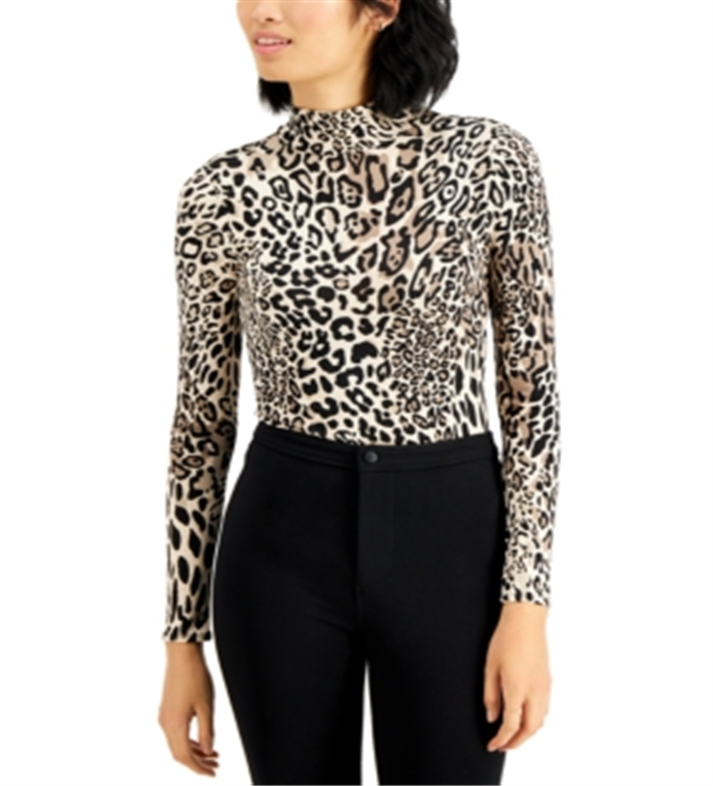 Body feminino Bar III com estampa de chita e gola falsa, marrom, tamanho XX-G