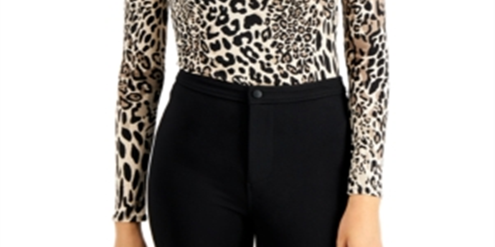 Body feminino Bar III com estampa de chita e gola falsa, marrom, tamanho XX-G