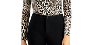 Body feminino Bar III com estampa de chita e gola falsa, marrom, tamanho XX-G