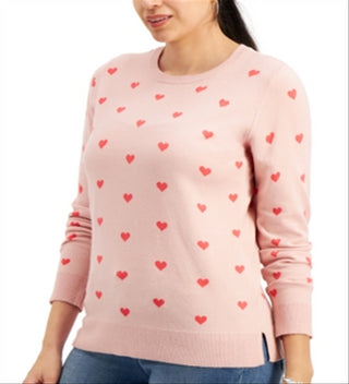 Suéter feminino com estampa de coração estilo &amp; co, rosa, tamanho médio