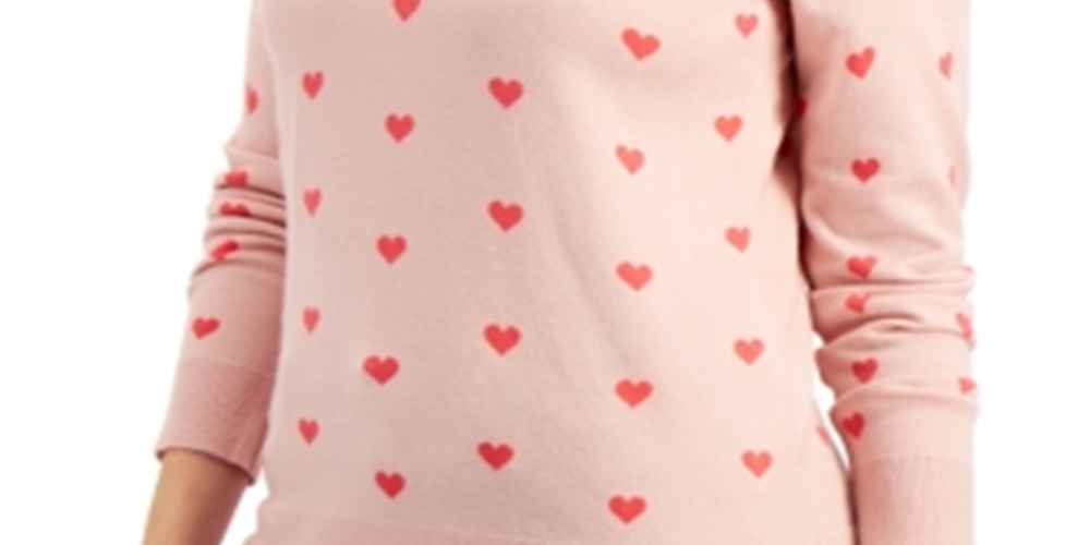 Suéter feminino com estampa de coração estilo &amp; co, rosa, tamanho médio