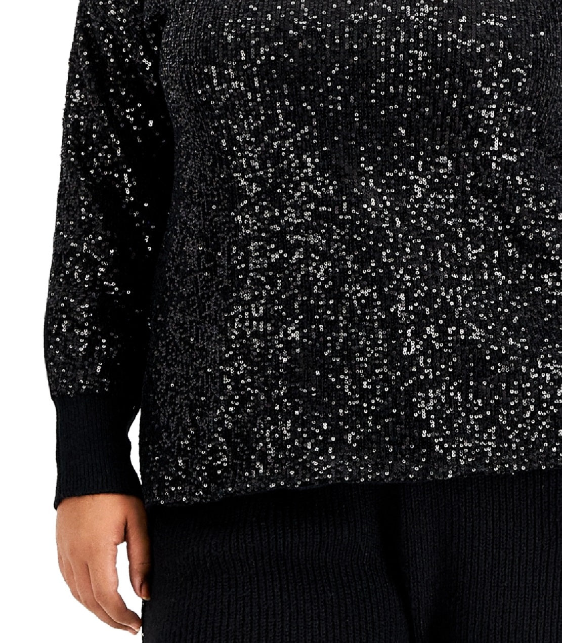 Suéter com capuz e lantejoulas feminino INC International Concepts, preto, tamanho 2X