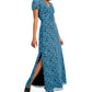 Vestido Bar III com estampa de coração e cintura franzida Flutter Heart Blue M