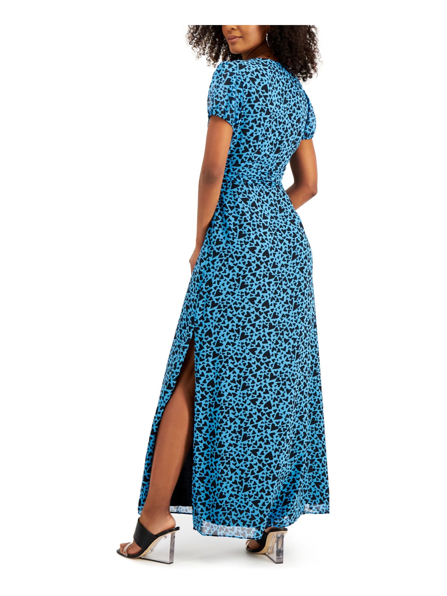 Vestido Bar III com estampa de coração e cintura franzida Flutter Heart Blue M