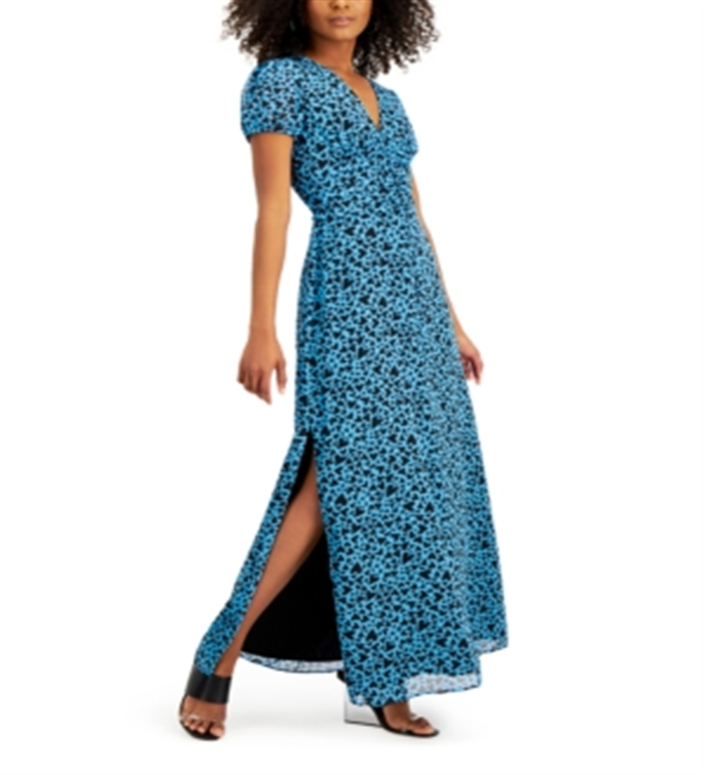 Vestido Bar III com estampa de coração e cintura franzida Flutter Heart Blue M