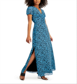 Vestido Bar III com estampa de coração e cintura franzida Flutter Heart Blue M