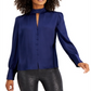 Blusa feminina Bar III com recorte em formato de fechadura, azul, tamanho médio