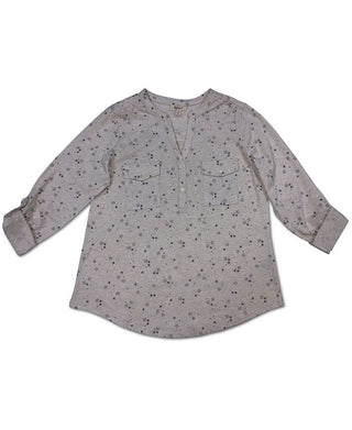 Top Henley Star Daze de algodão feminino Style &amp; Co, cinza, tamanho pequeno grande