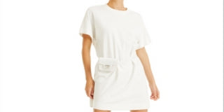 Vestido camiseta feminino mini INC International Concepts, branco, tamanho grande