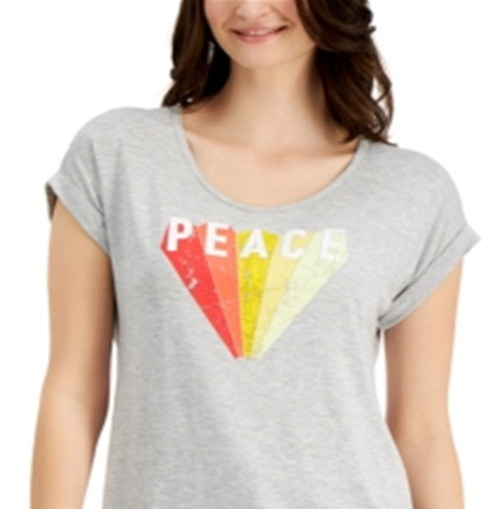 Camiseta feminina gráfica Style &amp; Co, cinza, tamanho pequeno e pequeno