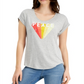 Camiseta feminina gráfica Style &amp; Co, cinza, tamanho pequeno e pequeno