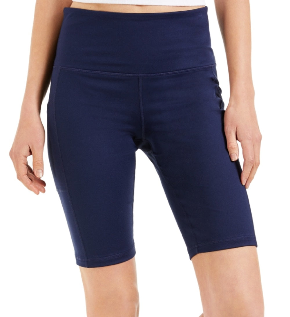 ID Ideology Shorts de ciclismo feminino de compressão de cintura alta 10, azul, tamanho grande