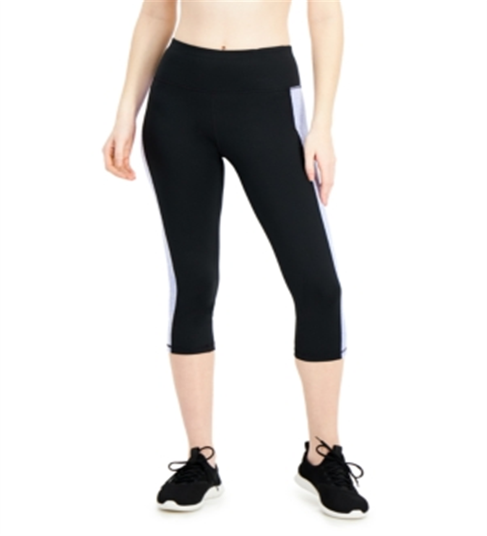 Leggings curtas femininas ID Ideology Colorblocked, pretas, tamanho P