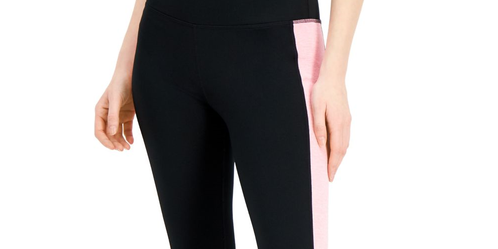 Leggings curtas femininas ID Ideology Colorblocked, pretas, tamanho pequeno