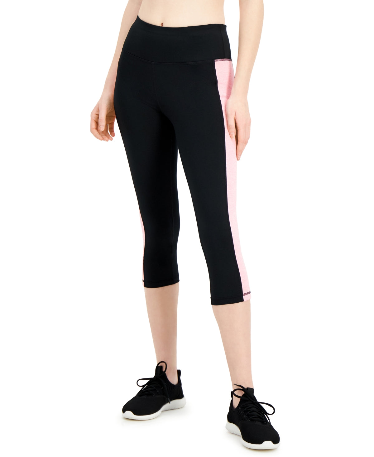 Leggings cropped femininas Ideology Colorblocked, pretas, tamanho M